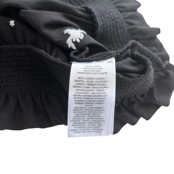 Lauren Ralph Lauren Black White Floral Embroidered Smocked Peasant Top Size 2X - Picture 9 of 11